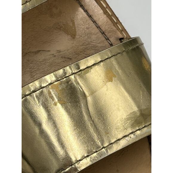 Prada Designer Gold Metallic Leather Espadrille Platform 2.5" Sandals Sz 39/8.5 - Picture 4 of 10